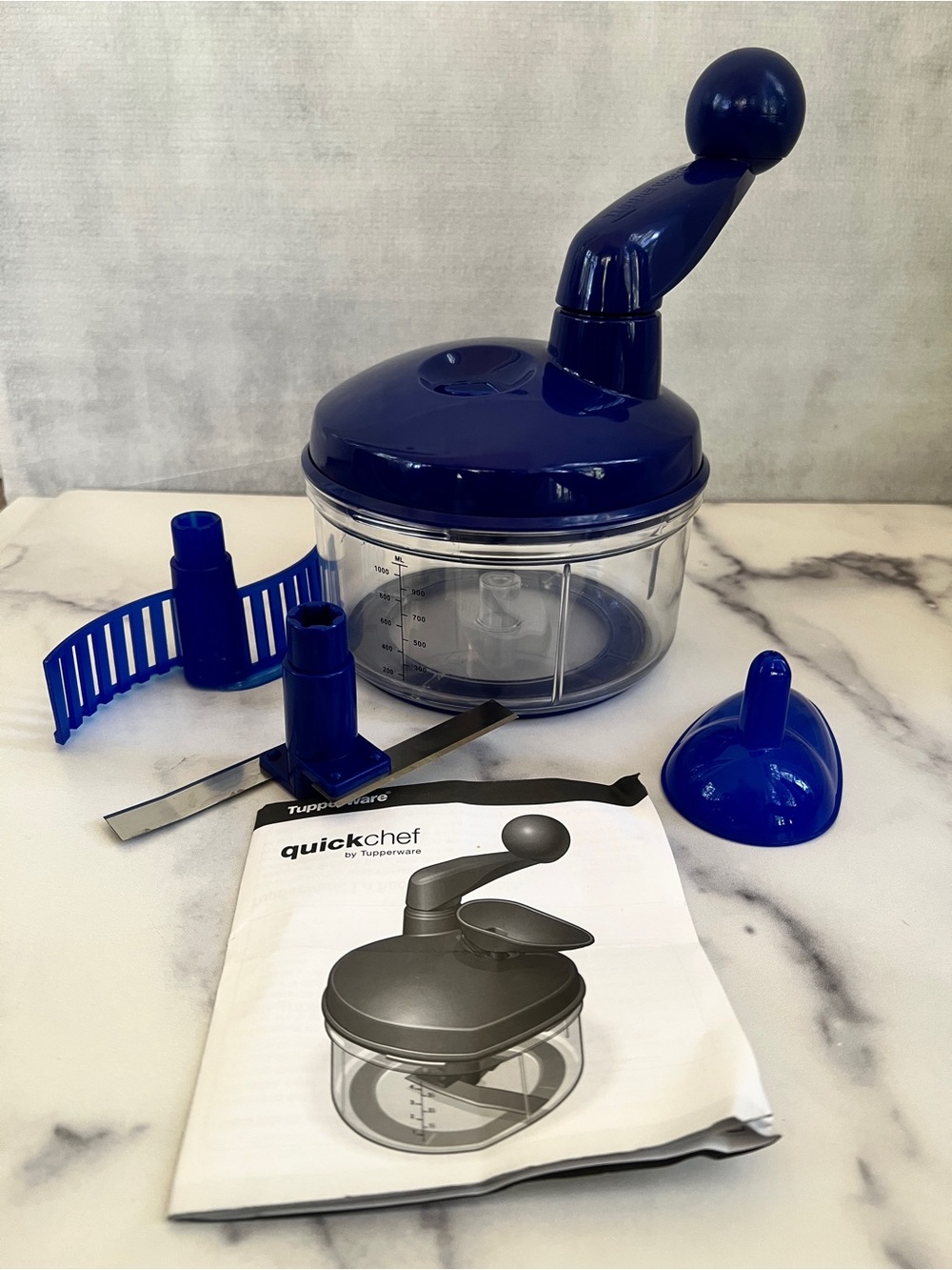 Tupperware Quick Cook Manual Food Processor, 4 Cup, Royal Blue